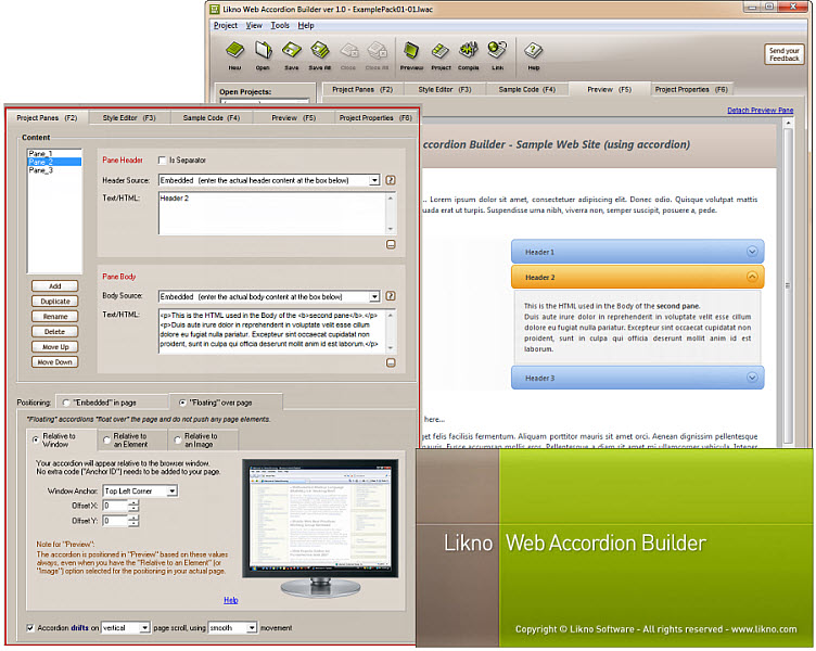 Screenshot for Likno Web/jQuery Accordion Builder 2.0.206