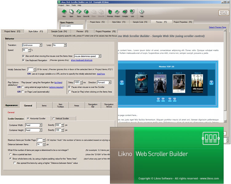 Click to view Likno Web Scroller jQuery Slider Builder 1.0.124 screenshot